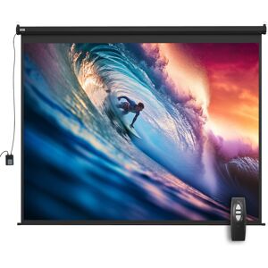 Homcom schermo proiettore 120 pollici 4:3 motorizzato regolabile con telecomando, per casa e ufficio, 244x183cm, nero   Aosom Italy