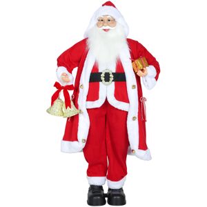 Homcom Babbo Natale in piedi con regalo e campane di Natale, alto 1,15 m, da interno, Rosso   Aosom Italy