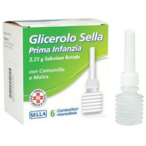 SELLA Srl Glicerolo Sella Prima Infanzia 6 Contenitori Monodose 2,25g - Soluzione Rettale Camomilla/Malva