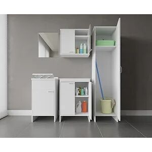Negrari Composizione Mobile Bagno Lavatoio Resina + Base Doppia + Pensile Doppio Con Colonna + Specchio Codice Prod: 9006k Fb9002k Fh960k Fc9006k