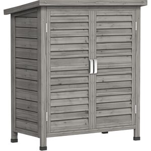 Outsunny Casetta da Giardino con Tetto in Bitume Impermeabile, Armadio Porta Attrezzi da Esterno in Legno, 87x46.5x96.5 cm, Grigio   Aosom Italy