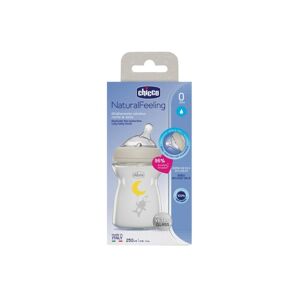 Chicco Biberon In Vetro Natural Feeling Flusso Lento 0 Mesi+ Unisex 250ml - Comodità e Sicurezza per l'Alimentazione del Tuo Bambino