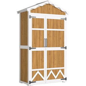 Outsunny Casetta da Giardino in Legno, Armadio per Attrezzi con 4 Ripiani e Tetto in Metallo Zincato, 105x55x179 cm, Color Naturale   Aosom Italy