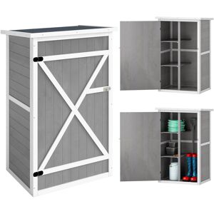 Outsunny Casetta da Giardino in Legno con Tetto Impermeabile, Armadio Porta Attrezzi da Esterno con 2 Mensole, 75x56x115cm, Grigio   Aosom Italy