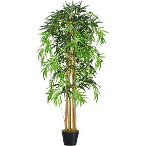 Outsunny Bambù Artificiale Alto 150cm con Vaso, Pianta Artificiale Decorativa Realistica per Casa, Giardino, Ufficio, Verde Aosom