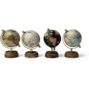 No Brand Mappamondo con base in legno mappe assortite 8x10xh13cm