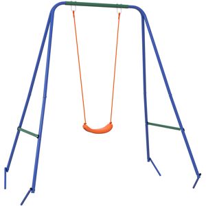 Outsunny Altalena da Giardino 2 in 1 per Neonati e Bambini da 6 Mesi a 8 Anni, Arancione e Blu