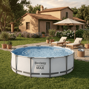 bestway 56438 Piscina Fuori Terra Rigida Da Giardino Piscina Esterna Rotonda Ø 457xh122 Cm Con Pompa Filtro - 56438 Steel Pro Max