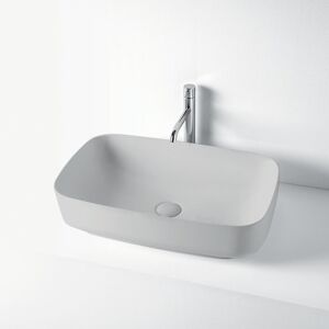 KERASAN Lavabo da appoggio Arredo  rettangolare in ceramica L 60 x H 15 x P 38 cm grigio piletta non inclusa