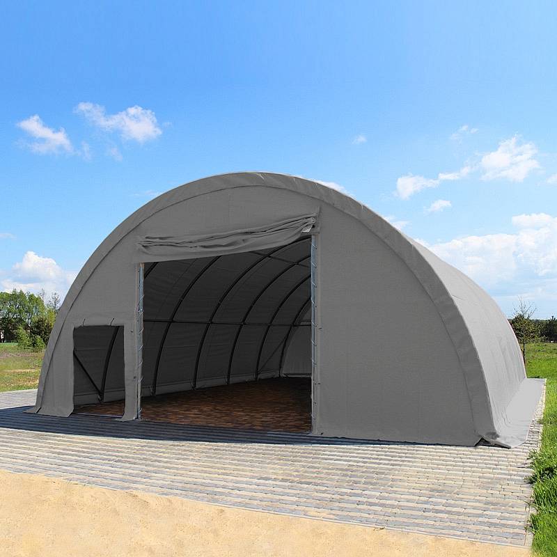 Toolport Tunnel Agricolo 9,15x12m PVC 720 g/m2 grigio impermeabile