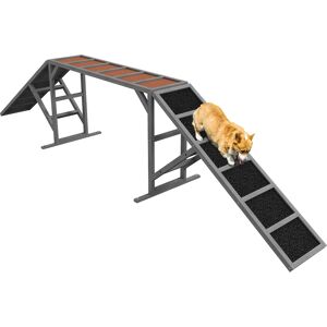 Pawhut Rampa d'agilità per cane, attrezzatura di agilità per cani, barre di sicurezza superficie antiscivolo 325x55x69cm grigio   Aosom Italy