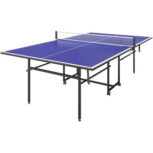 Sportnow Tavolo da Ping Pong Pieghevole per Interni con Ruote Girevoli, Rete, Racchette e Palline, Blu   Aosom Italy
