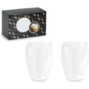 Set 2 Bicchieri Isotermici in Vetro 350 ml con Scatola Regalo Personalizzate o neutre