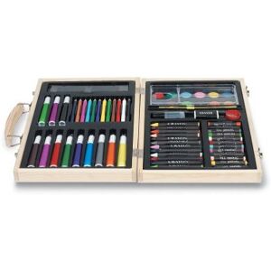 GENIO Set Pittura 66 Pezzi Valigia Legno Pastelli, Pennarelli Personalizzate o neutre