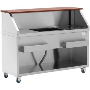 Royal Catering Banco per cocktail mobile - Con contenitore per ghiaccio e portabottiglie - Bancone da 150 cm effetto legno -  RCMBS-150