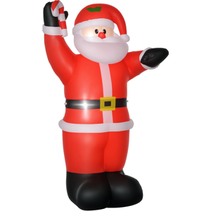 Homcom Gonfiabile Decorazione Natalizia, Babbo Natale da 2,4 m con Illuminazione a LED, Bastone Dolce   Aosom Italy