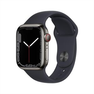 Apple Watch Series 7 Gps + Cellular 41mm In Acciaio Inox-grafite Con Sport Mezzanotte