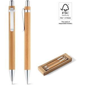 Set penna e portamina Greeny in bambù naturale con scatola regalo Personalizzate o neutre