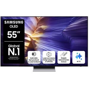 Samsung OLED AI TV 55'' QE55S90FAEXZT 4K, Processore NQ4 AI Gen3, 4K AI Upscaling Pro, Schermo antiriflesso, OLED HDR, Dolby Atmos & OTS Lite, Laser Slim