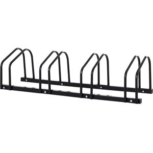 Homcom Rastrelliera Portabiciclette Parcheggio per 4 Biciclette in Acciaio, 110x33x27 cm, Nero Aosom