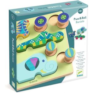 DJECO Puzzle & Push Along Toy Animal Toy Cars attività giocattolo a incastro 18m+ 12 pz