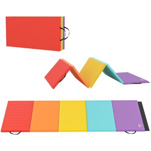 Homcom Tappetino Fitness/Yoga per Palestra e Casa, con 5 Pannelli Colorati e Pieghevoli, Imbottitura in EPE, 195x76x3 cm