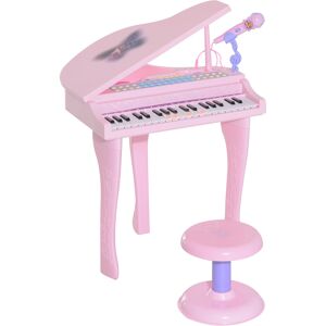 Altro Pianoforte Giocattolo Per Bambini , Strumento Musicale Elettrico Con 37 Tasti Luminosi, Microfono E Sgabello Inclusi, 48x39x69 Cm, Rosa