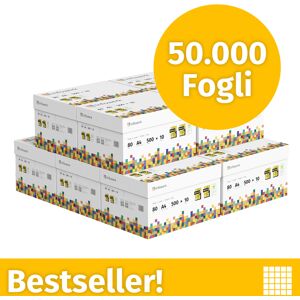 Infowerk Carta per stampanti Carta per copie 50000 fogli 100 x 500 A4 Premium bianco brillante CIE 160 Certificato PEFC