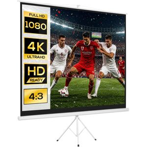 Homcom Telo Proiettore da 120" Formato 4:3 in Tessuto a Rete, Plastica e Metallo con Treppiedi, 244x183 cm, Bianco Aosom