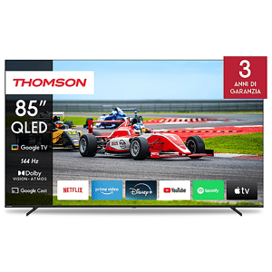Thomson 85QG7S14, Smart TV QLED 85'', 4K, Controllo Vocale, Dolby Atmos, Google TV, Chromecast, Media Player, Bluetooth