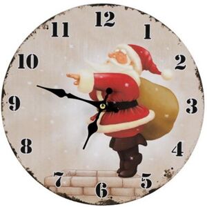 Orologio da parete CHIMNEY natalizio in legno Ø28 cm analogico Personalizzate o neutre