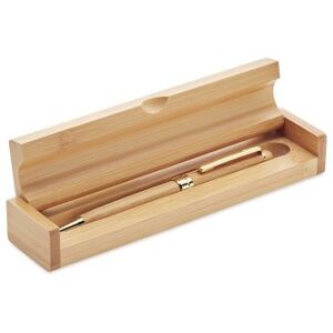 ETNA Set Penna bamboo blu in scatola regalo, design a spirale Personalizzate o neutre
