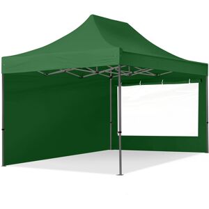 TOOLPORT 3x4,5m gazebo pieghevole con laterali (finestre panoramiche), PREMIUM acciaio, verde scuro - (600051)