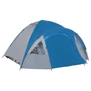 Outsunny Tenda da Campeggio 4 Posti con Tasche e Gancio, in Poliestere e Fibra di Vetro, 3x2.50x1.30 m, Blu