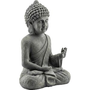 Outsunny Statua da Giardino, Scultura di Buddha Seduto in Ossido di Magnesio, Decorazione Spirituale 32 x 23 x 51 cm, Grigio Scuro   Aosom Italy