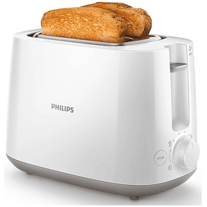 Philips Tostapane  Daily Collection HD2581/00, Potenza 830 W, Numero di fessure per tostare 2, Livelli tostatura 8 , Sistema sollevamento, Funzione scongelamento, Raccoglitore briciole, Bianco