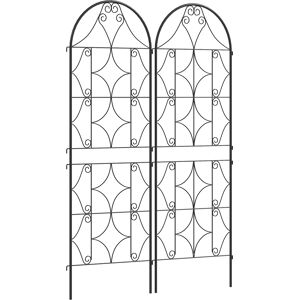 Outsunny Supporto per piante rampicanti con motivo lot di 2 trellis da giardino per vite fiori verdure metallo 50 x 150 cm nero