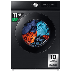 Samsung WW11DB7B94GBU3 LAVATRICE, Caricamento frontale, 11 kg, 23 programmi, Profondità 60 cm, Giri 1400 rpm, Nero, livello rumorosità centrifuga 72 dB(A), Classe A
