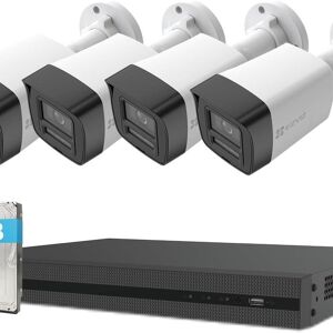 EZVIZ Kit di videosorveglianza da esterno senza fili  4 telecamere, bianco