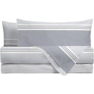 - Completo letto matrimoniale stampato geometrico grigio