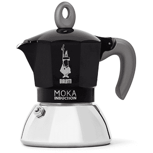 Bialetti Moka  Induction, 2 Tazze, Adatta a tutti i piani cottura, 100 ml, Acciaio, Nero