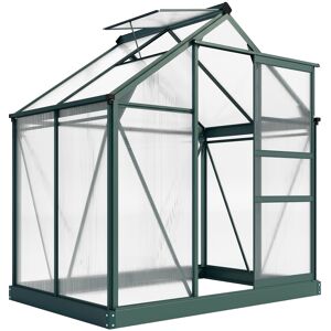 Outsunny Serra da Giardino con Grondaia, Finestra e Porta Scorrevole, in Policarbonato Anti UV, 190x132x201cm, Verde Scuro   Aosom Italy
