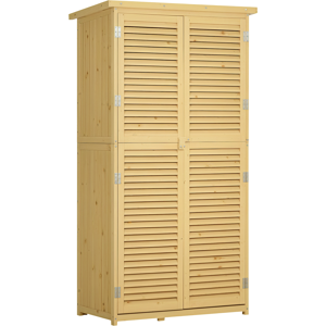 Outsunny Casetta da Giardino con Tetto Impermeabile, Armadio da Esterno Porta Attrezzi con 4 Scompartimenti, 87x46.5x160 cm, Color Legno   Aosom Italy