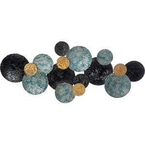 Homcom Decorazione da Parete 3D con Cerchi 121 cm x 4 cm x 53 cm Metallo Blu + Nero   Aosom Italy