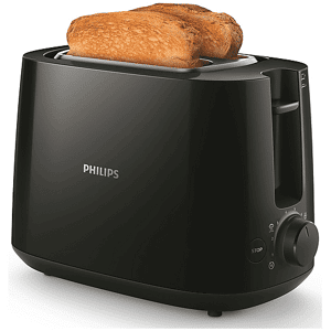 Philips Tostapane  Daily Collection HD2581/90, Potenza 830 W, Numero di fessure per tostare 2, Livelli tostatura 8 , Sistema sollevamento, Funzione scongelamento, Raccoglitore briciole, Nero