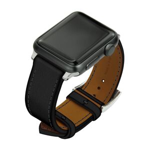 Noreve Braccialetto in pelle per orologio Apple Watch – Griffe 1 Negre poudro Cassa - Inserti 42 / 44 / 45 mm argentato + fibbia ad ardiglione argentata