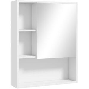 Kleankin Armadietto Bagno con Specchio, Ripiani e Scaffale Regolabile, Montaggio a Parete, 60x15x76cm, Bianco