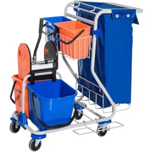benzoni Carrello Pulizie Professionale 4 Secchi 18L/6L con Ruote Blu e Arancione...