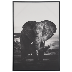 Beliani Quadro su tela con cornice elefante 63 x 93 cm colore grigio stile moderno cont Grigio