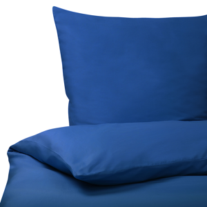 Beliani Set di biancheria da letto 135 x 200 cm in cotone a tinta unita blu Blu